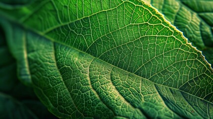 Green leaf vein textures generative ai