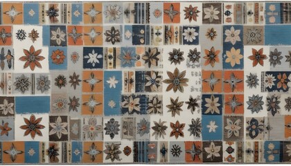 Fototapeta premium Colorful abstract floral pattern with various shap.