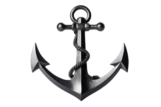 Anchor, isolated against a pristine white backdrop, showcasing its intricate details, shadows cast by strategic lighting, capturing its weathered texture and robust build, stock photography style