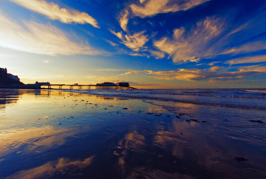 Sunset over cromer pier