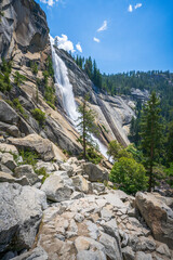 waterfall at the mist trail in yosemite national park, california