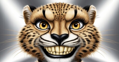 Obraz premium A digital illustration of a cheerful leopard's face