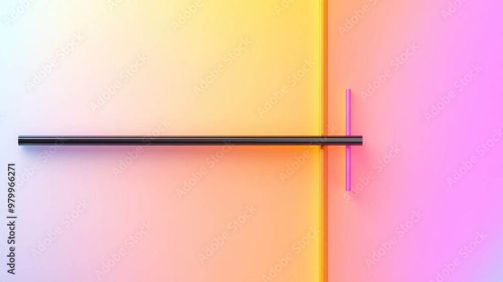 Poster a smooth black line dividing a vibrant, gradient background, adding contrast and depth to the minima