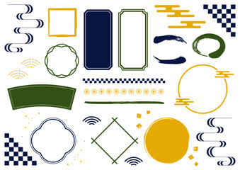 和風　フレーム　あしらい　シンプル　セット　月見カラー　秋