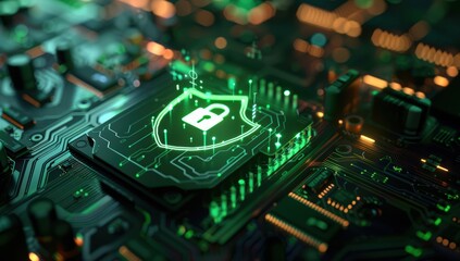 Cyber attack warning with a green padlock icon indicating a breach in internet security