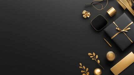 Obraz premium A stylish black post with elegant gold accents, minimalist fonts, and clean design elements, perfect for luxury brand promotions.