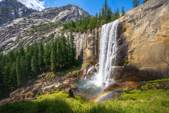 waterfall at the mist trail in yosemite national park, california