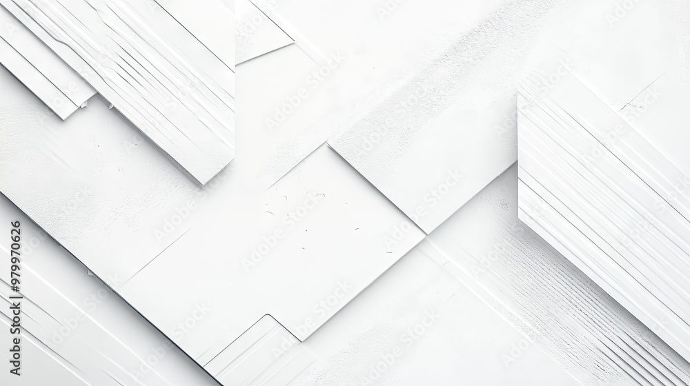Poster a white abstract background with geometric lines and intricate patterns, offering a clean and modern