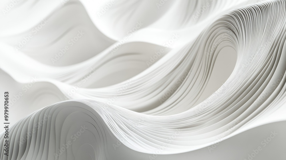 Poster a white abstract background with geometric lines and intricate patterns, offering a clean and modern