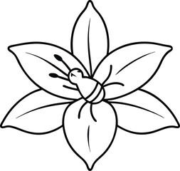 Bee Buzzing Around Lily Vector Art Fun Kids Coloring Page
