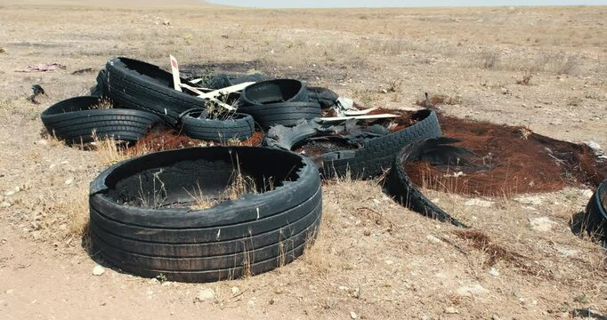 Abandoned tires are a striking example of environmental destruction. To raise awareness about the pollution of natural habitats.