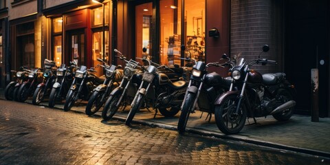 Obraz premium motorcycle parking lot of gathering on the street