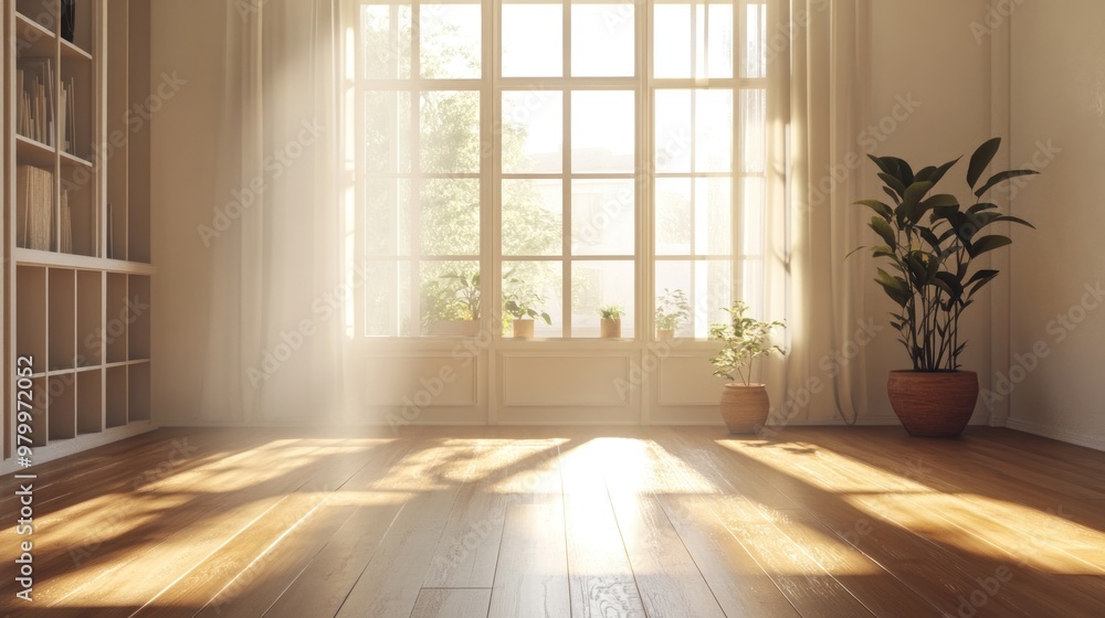 Canvas Prints Sunlight Streaming Through Window in a Minimalist Room