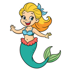 Beautiful mermaid cartoon character