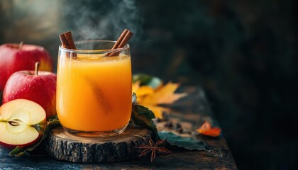 Close up of mulled apple cider Space for text