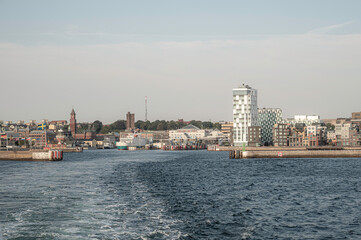 the waterfront harbour of Helsingborg, a view from the sea
