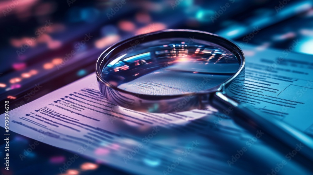 Poster concept art of it security risk assessment with a focus on scrutiny and protection.