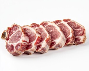 Fototapeta premium European style sliced fresh pork tails on white background
