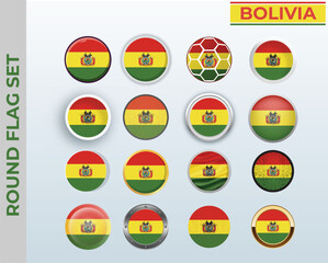 bolivia round flag Set with 16 Different Styles