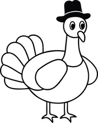 Turkey Vector Art for Thanksgiving Kids Coloring Page
