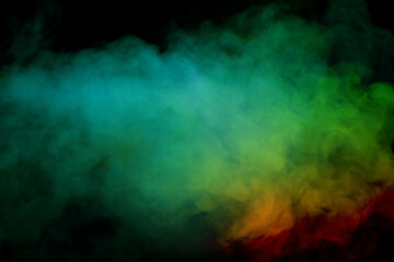 Blue and yellow steam on a black background.