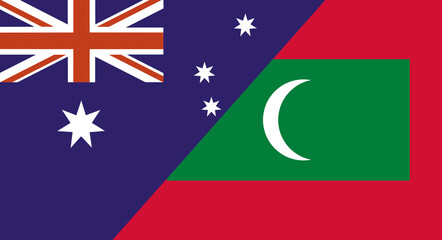 Flag of Australia and Maldives. Two Flags Together Australian and Maldivian