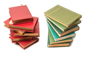 Old books isolated on white background.