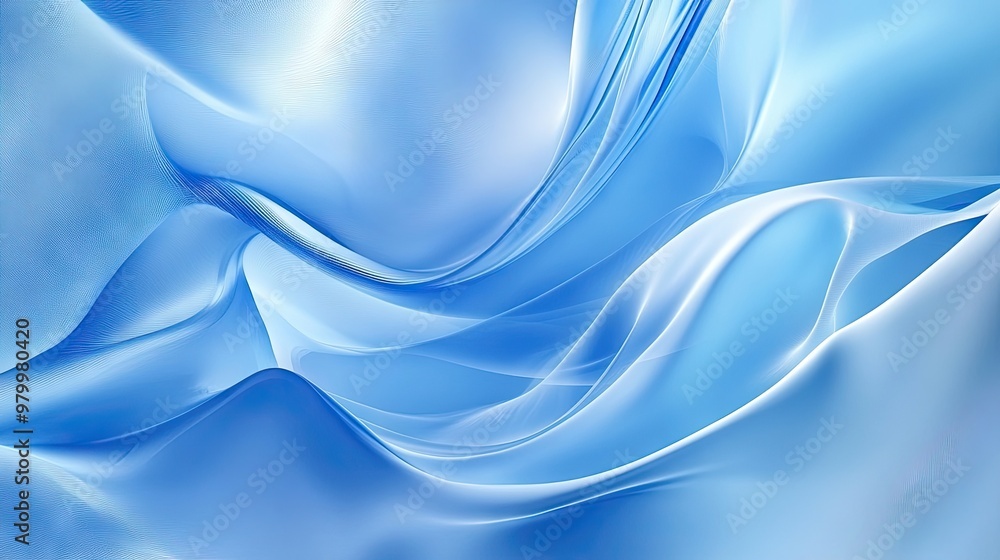 Poster a flowing blue abstract background with smooth curves and light transitions, perfect for a calming a