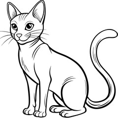 Stylized line art Cat with Curved Tail and Alert Ears Vector