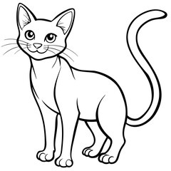 Fototapeta premium Stylized line art Cat with Curved Tail and Alert Ears Vector