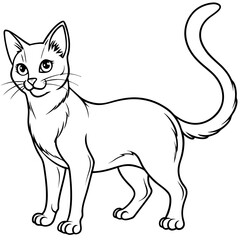 Fototapeta premium Stylized line art Cat with Curved Tail and Alert Ears Vector