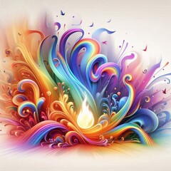 Fototapeta premium Hintergrund, Wallpaper regenbogenfarbene Flammen