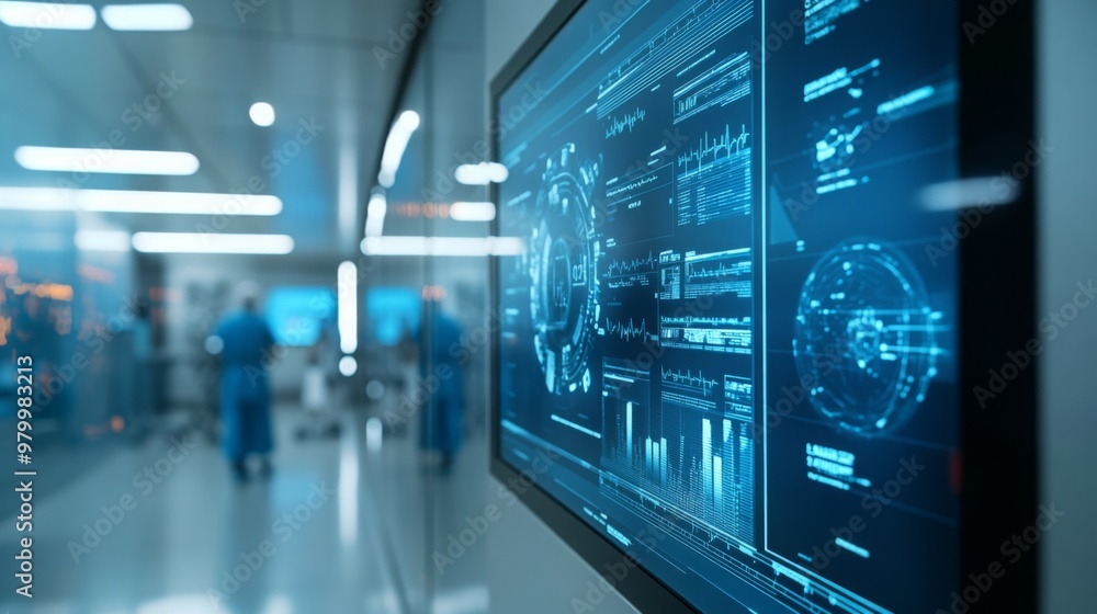 Leinwandbilder advanced medical monitoring systems display crucial patient data in a modern hospital, with healthca