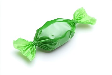One green candy isolated on white background