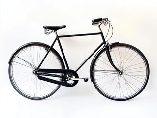 sleek black urban bicycle isolated against pristine white backdrop emphasizing design