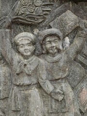 Lintel sculpture background, Ancient low relief, Art background.