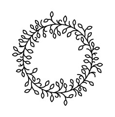 abstract floral frame for design, leaf wreath illustrated element graphic