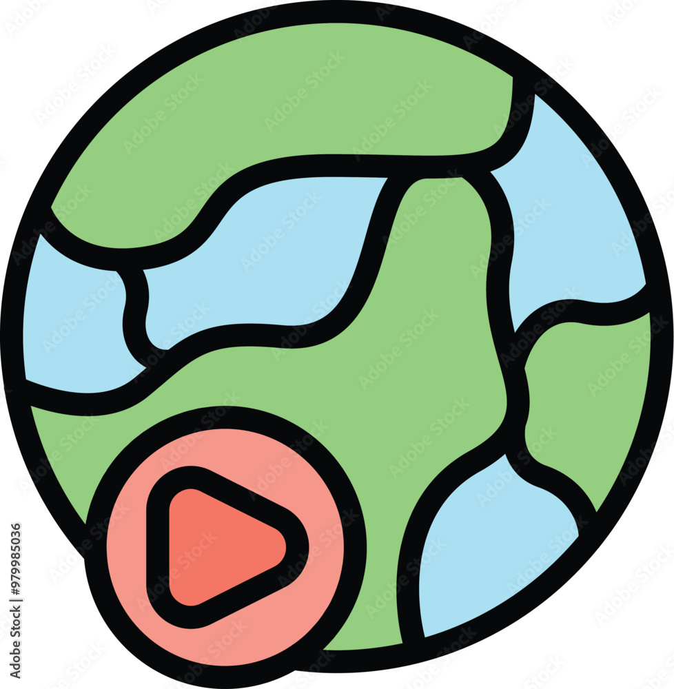 Poster this vector illustration features a play button superimposed on a globe, representing the concept of