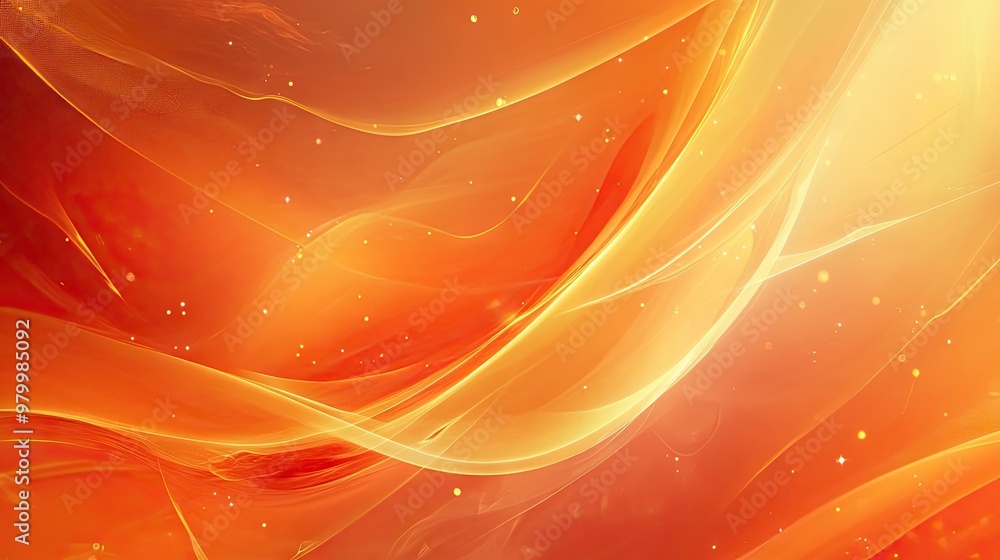 Poster a smooth orange abstract background with flowing shapes and light contrasts, creating a bold and liv