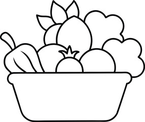 Vegetable Harvest Basket A Coloring Journey in Vector Illustrations
