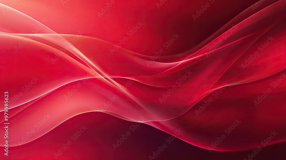 Poster a smooth red abstract background with geometric lines and soft curves, offering a modern, sleek desi