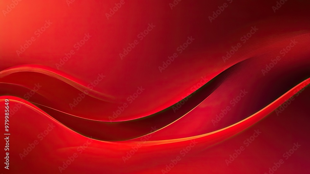 Poster a smooth red abstract background with geometric lines and soft curves, offering a modern, sleek desi