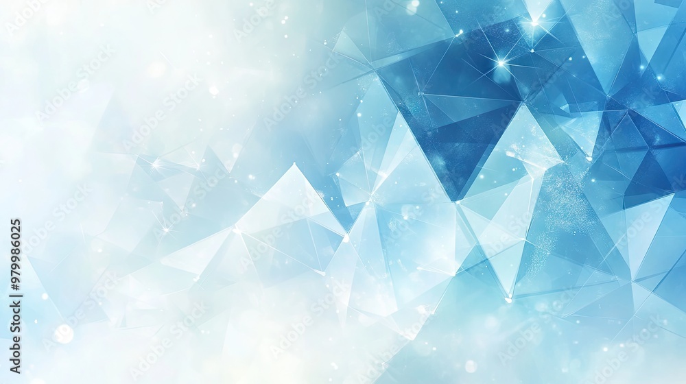 Poster a soft blue abstract background with geometric shapes and light accents, creating a calm and serene 
