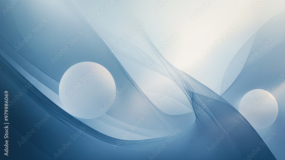 Poster a soft blue abstract background with geometric shapes and light accents, creating a calm and serene 