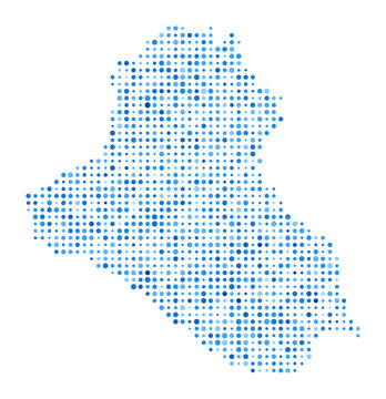 Republic of Iraq dot map. Country digital style shape. Republic of Iraq vector image. Country shape blue circular dots. Awesome vector illustration.