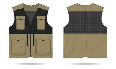 Outdoor vest mockup front and back view