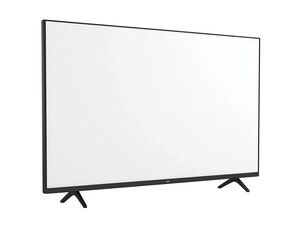 A modern and sleek television with a black frame and a blank screen. Perfect for showcasing your latest products, advertisements, or marketing materials. PNG