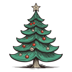 Classic Christmas Tree with Colorful Ornaments