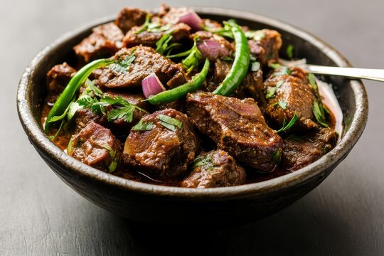 Popular Indian and Pakistani non vegetarian dish served dry or with curry