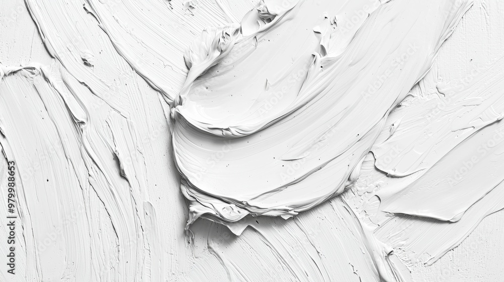 Poster thick white acrylic paint is creating abstract shapes on a canvas, offering a neutral and versatile 